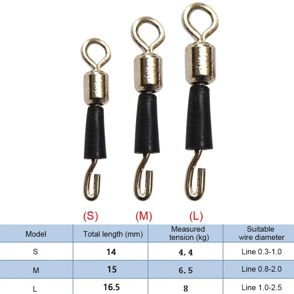 50-200pcs Fishing Feeder Swivels Quick Fast Link Hook Connector Swivel Solid Ring Fishing Tackle Connector Accessories