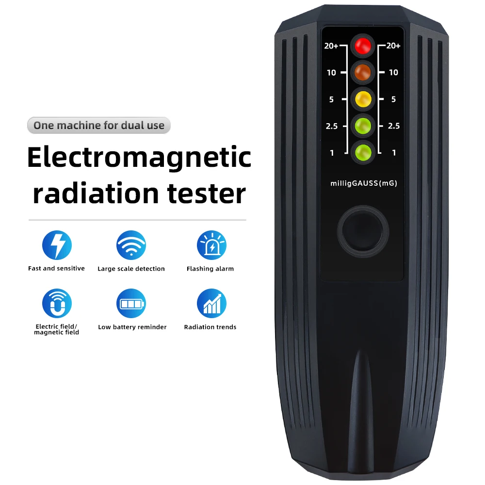 Portable Electromagnetic Radiation Detector EMF Tester Electro Magnetic Fields Strength Meter 0~20+ milliGauss With LED Light
