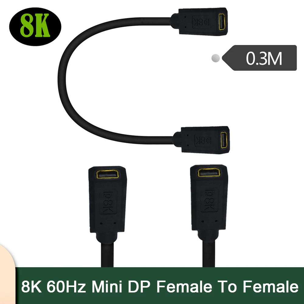 8K 60Hz Mini Dp Femmina A Femmina Con Cavo Di Prolunga Per Test Con Foro A Vite Fisso Mini Displayport A Mini Displayport Cord 4K/144Hz