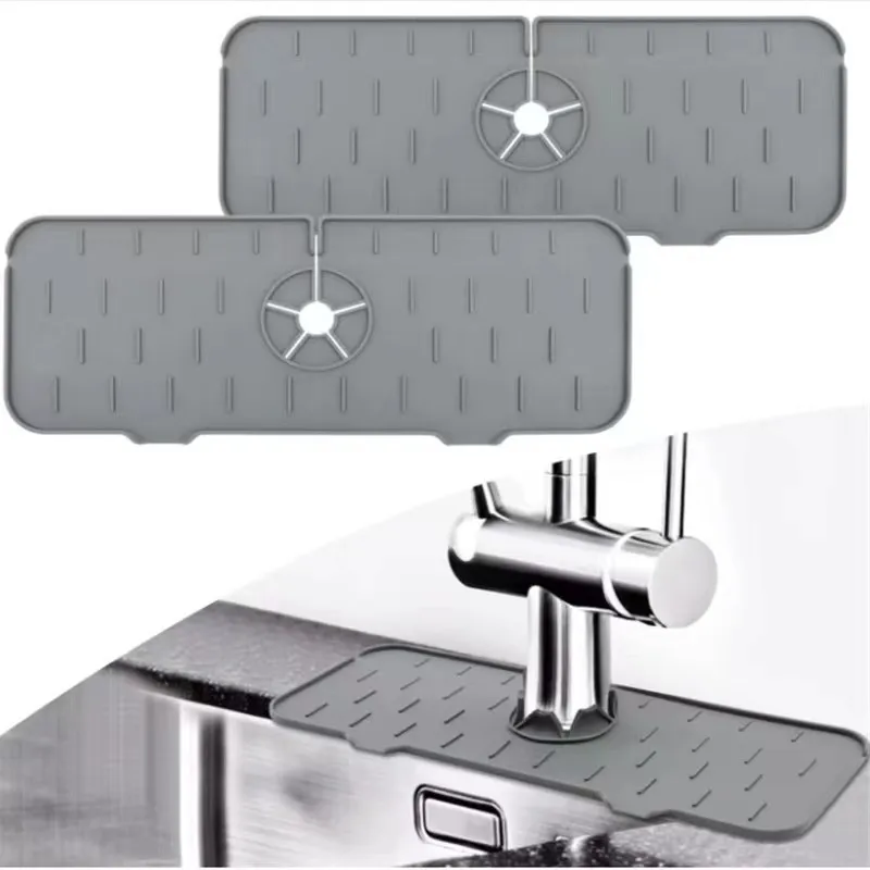 

1PCS Silicone Faucet Absorbent Mat Sink Splash Guard Drain Pad Water Splash Catcher Mats Sink Countertop Protector Kitchen Tools