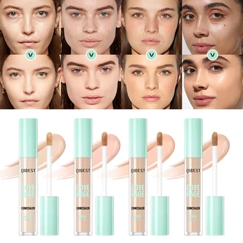 QIBEST Liquid Foundation Concealer Matte High Coverage Waterproof Oil Control Moisturizing Lasting Concealer Face Makeup Primer