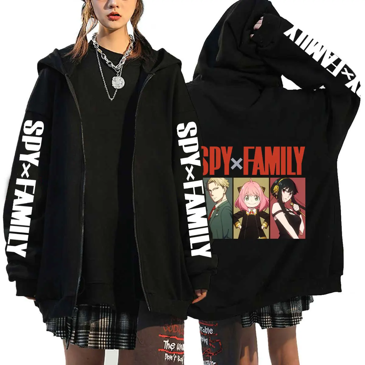

Spy X Family Anime Zip Up Hoodies for Men Women Hip Hop Streetwear Oversized Hoodies Spy X Family Anime Manga Zip Up Hoodie Tops