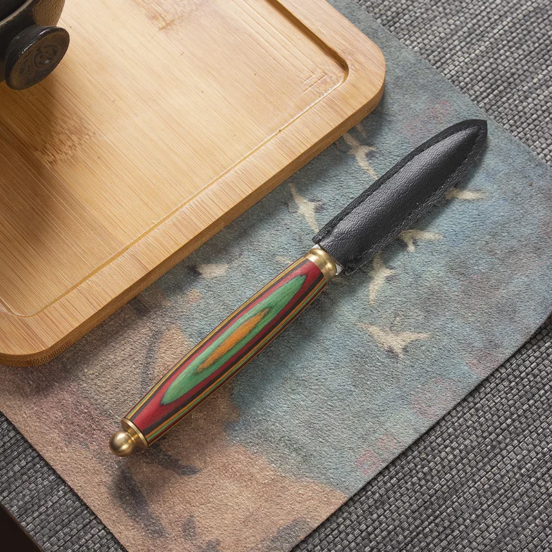 Tea Cutter Tea Needle Set Tea Making Tools 1Pcs Damascus Tea knife Pu'er Tea Knife Ebony Stainless Steel Needle Cone Chinese style gift 12 models