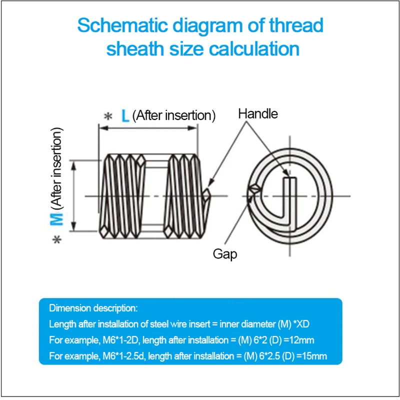 2-50pcs M2 M2.5 M3 M4 M5 M6 M8 M10 M12-M24 304 Stainless Steel Helicoil Thread Repair Insert Coiled Wire Helical Screw Sleeve thread repair insert