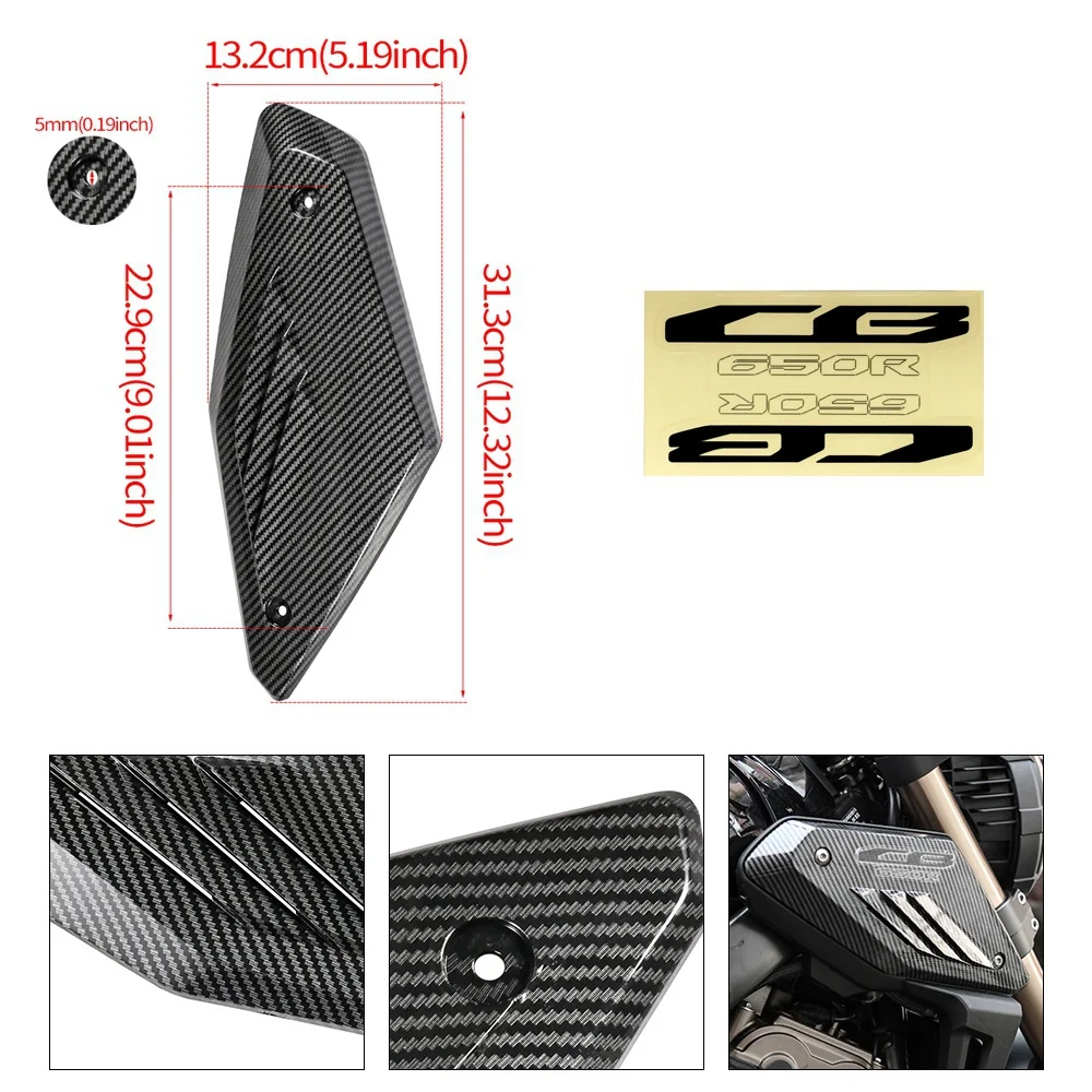 Carbon Fiber Motorcycle Frame Side Panel Guard Cover Shell Intake Pipe Protector for Honda CB650R