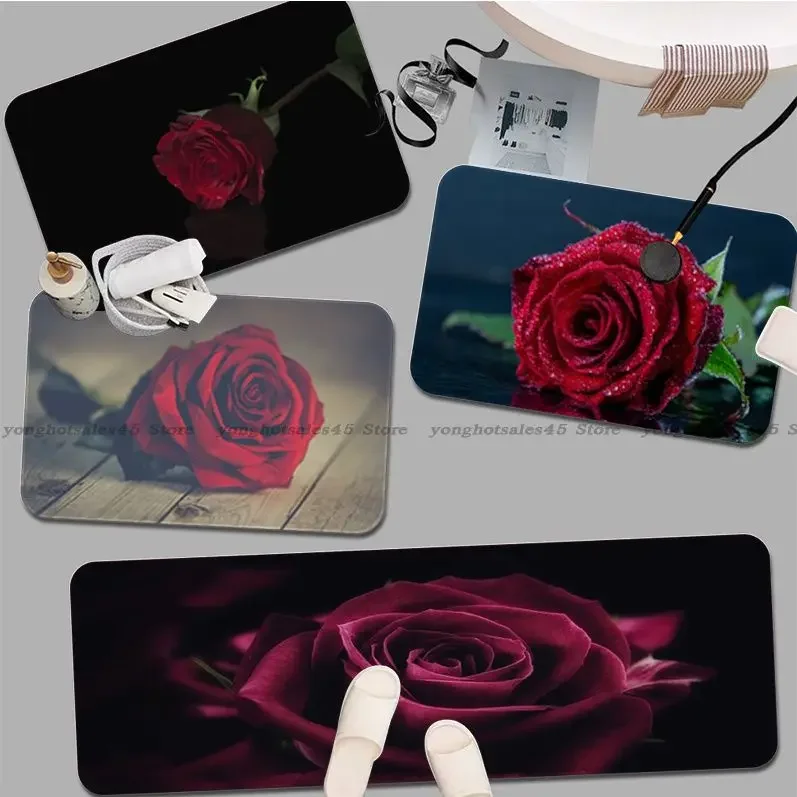 

Red Rose Hallway Carpet Non-Slip Laundry Room Mat Laundry Decor Balcony Child Living Room Hotel Decor Mat