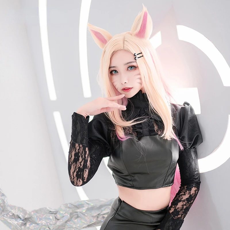

Game LOL KDA Ahri Cosplay Costume Black Uniform Outfit cosplay costume for Halloween Christmas Party Masquerade Anime Shows