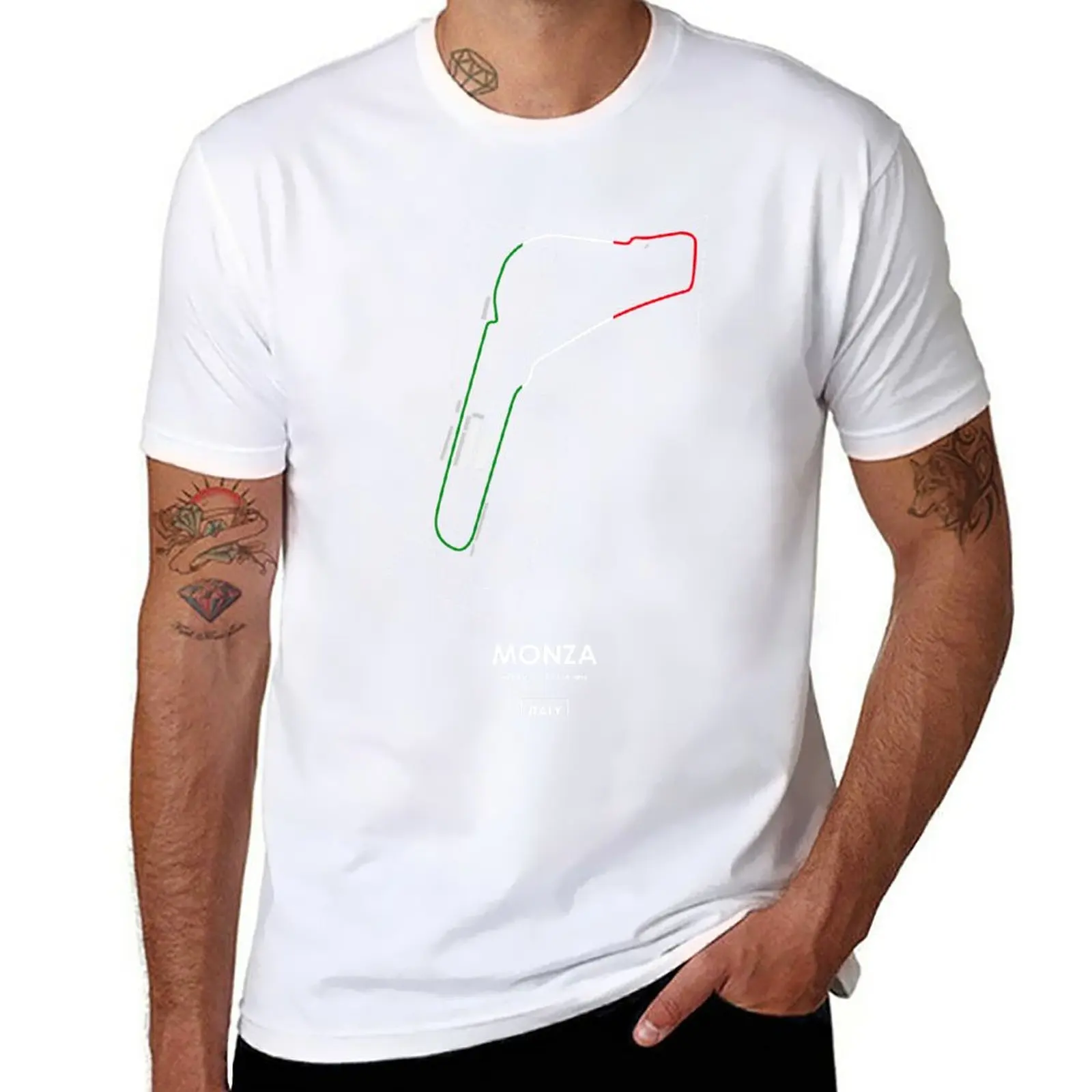 New Monza - Italy Track Map Flag T-Shirt Felpe Magliette Divertenti Maglietta Grafica Magliette Pesanti Felpe, Uomo