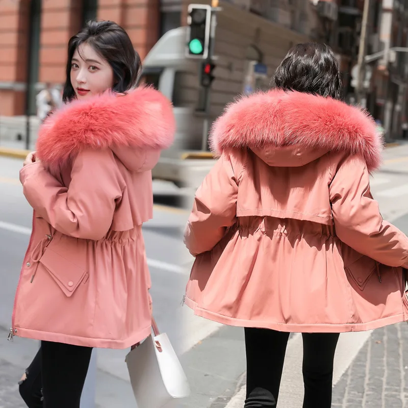 Winter New Thickened Warm Drawstring Down Padded Jacket Women Waist-slim Warm Student Padded Jacket Fashion Clothes