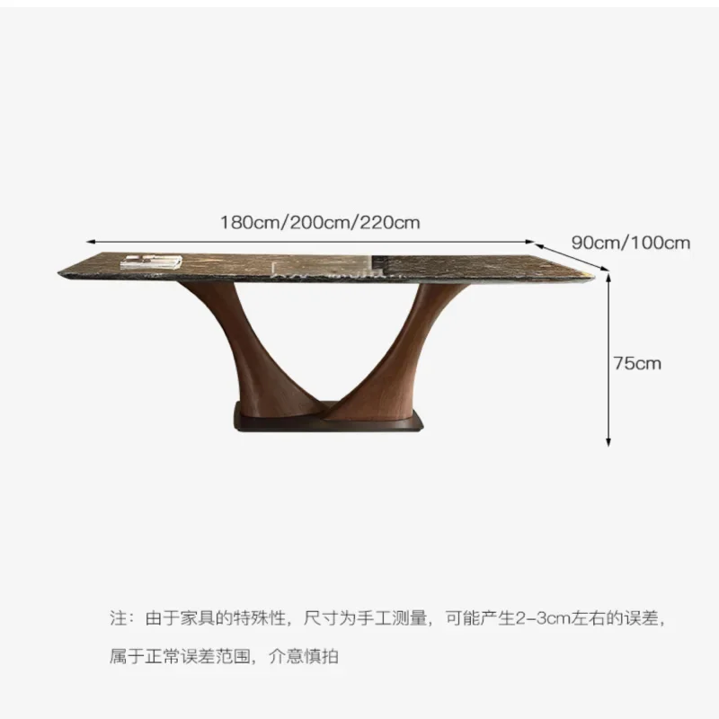 Dining table high-end marble solid wood walnut color Italian minimalist household rectangular dining table