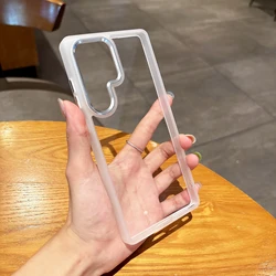 Luxury Slim Clear Shockproof Phone Case with Metal Lens Protection & Transparent Acrylic Back for Samsung Galaxy S24 Ultra (Clear)