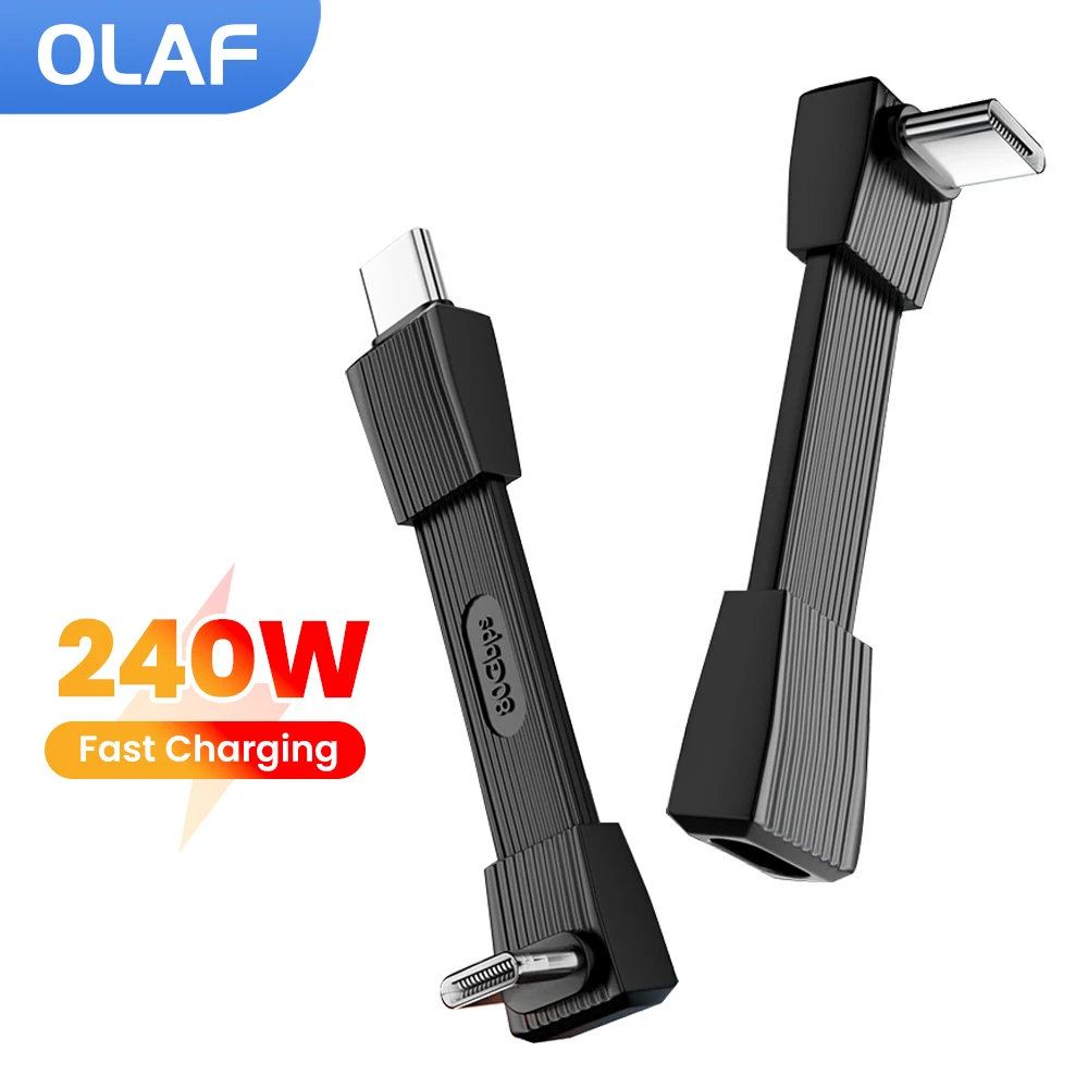 240W 51MM 67MM 짧은 케이블 고속 충전 휴대용 USB C to 타입 C 케..