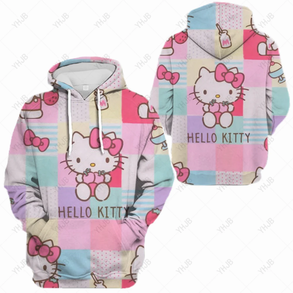 

Женская толстовка с капюшоном Hello Kitty, бежевая толстовка с капюшоном и карманами, свободный свитер с капюшоном, весна-осень 2023