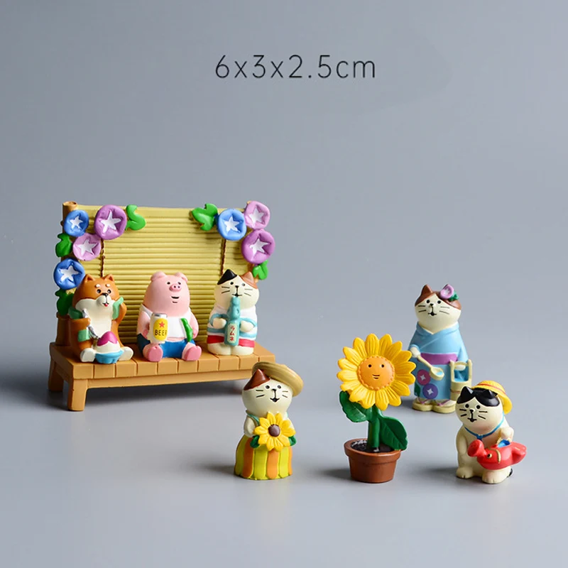 

Sunflower Cats Cute Miniature Figurines Model Fairy Garden Resin DIY Craft Home Decoration Birthday Christmas Toys for Kids Gift