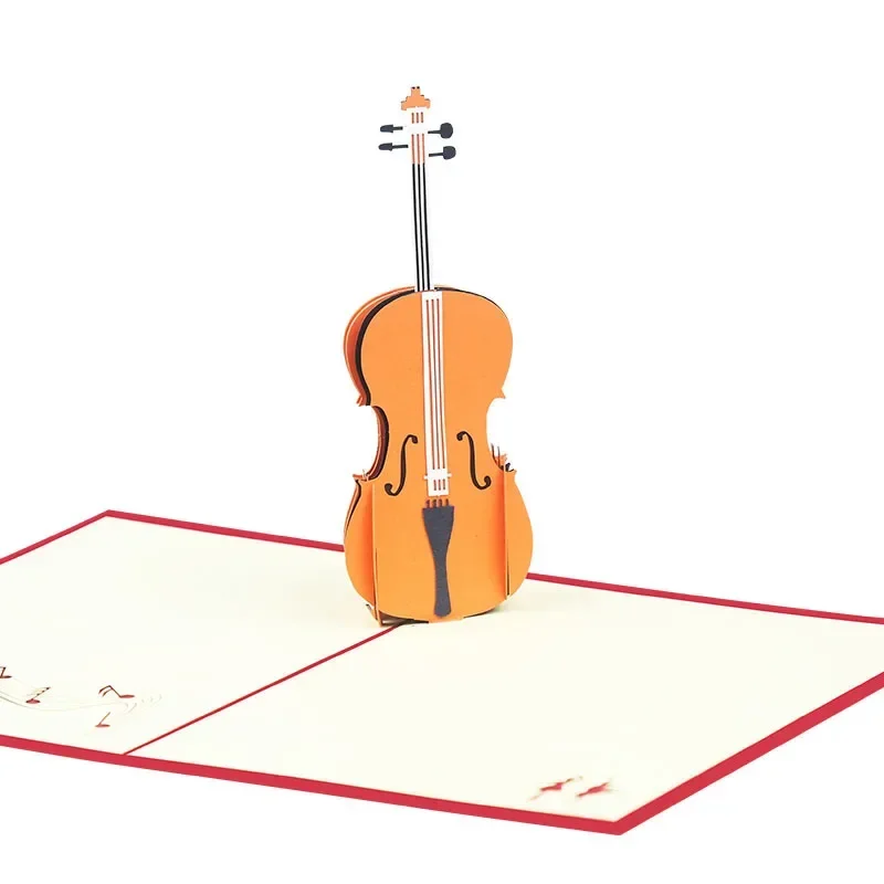 1 pcs 3D Creative Birthday Card Violin Instrument Store Paper Carving Graduation Season Gift greeting cards