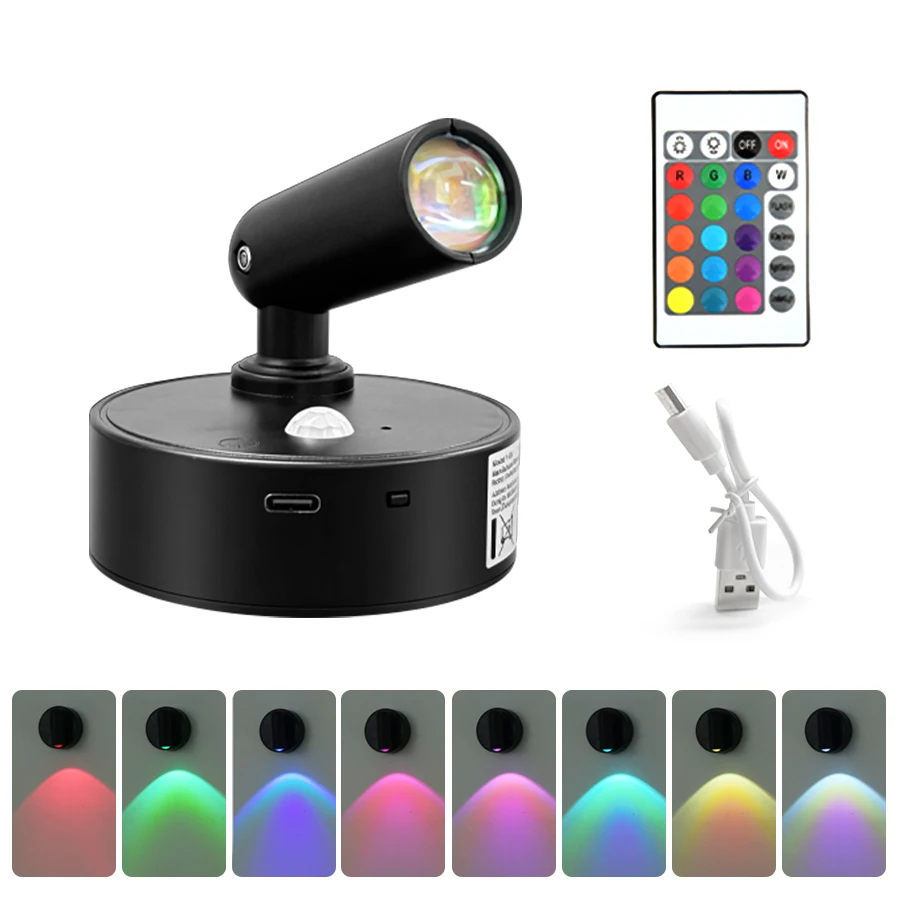 Rechargeable Cordless Motion Sensor LED Night Light with Remote Control and Touch Dimmable Magnetic Spotlight