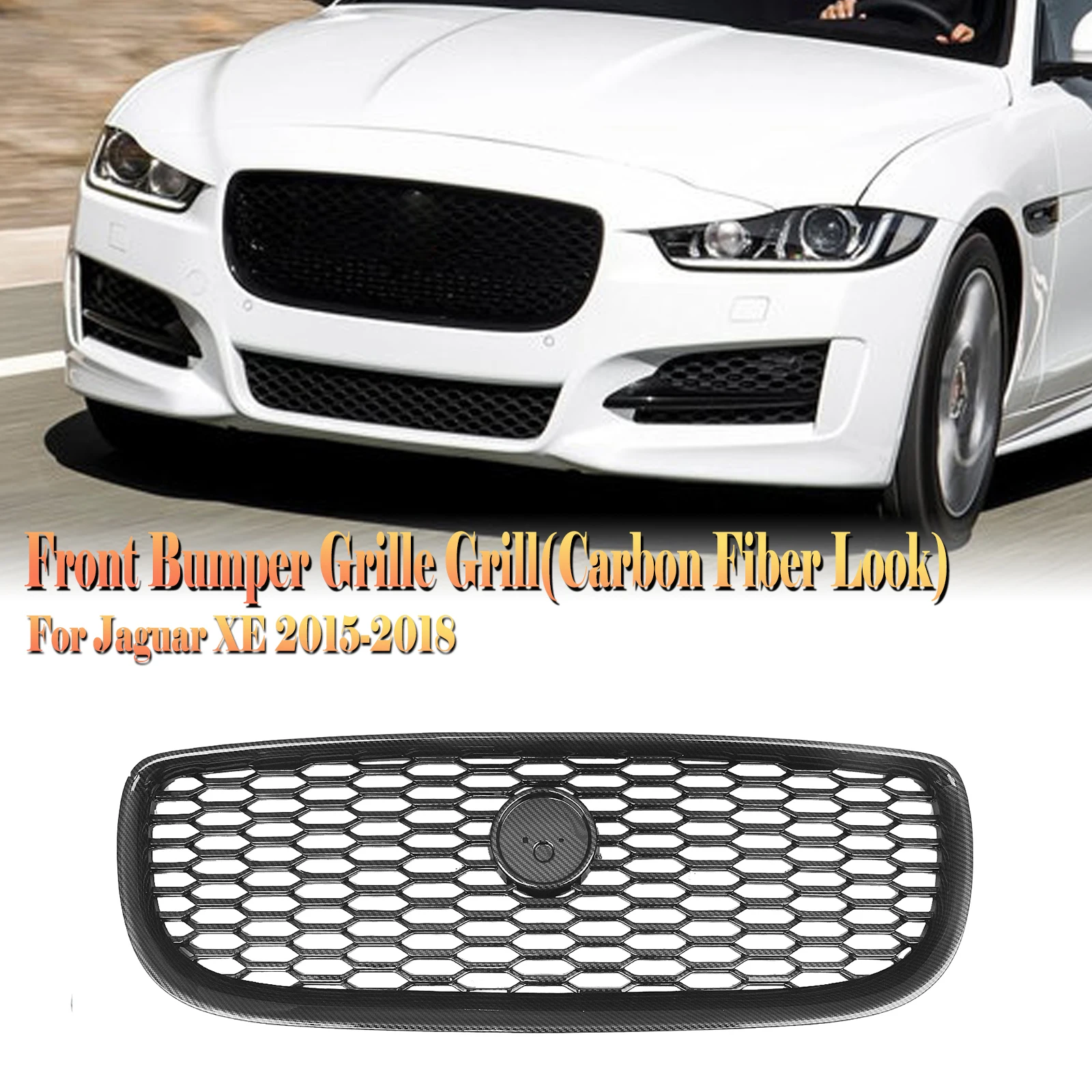 Front Grille Racing Grill For Jaguar XE 2015 2016 2017 2018 2019 2020 Car Upper Bumper Hood Mesh Grid