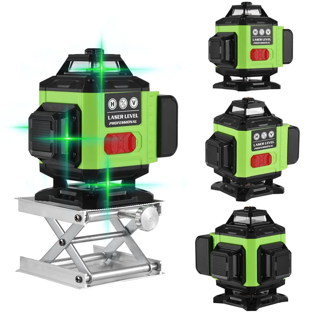 Nivel Laser 360 Autonivelante 4D 16 Lineas 100 Pies Luz Verde Con Control  Remoto