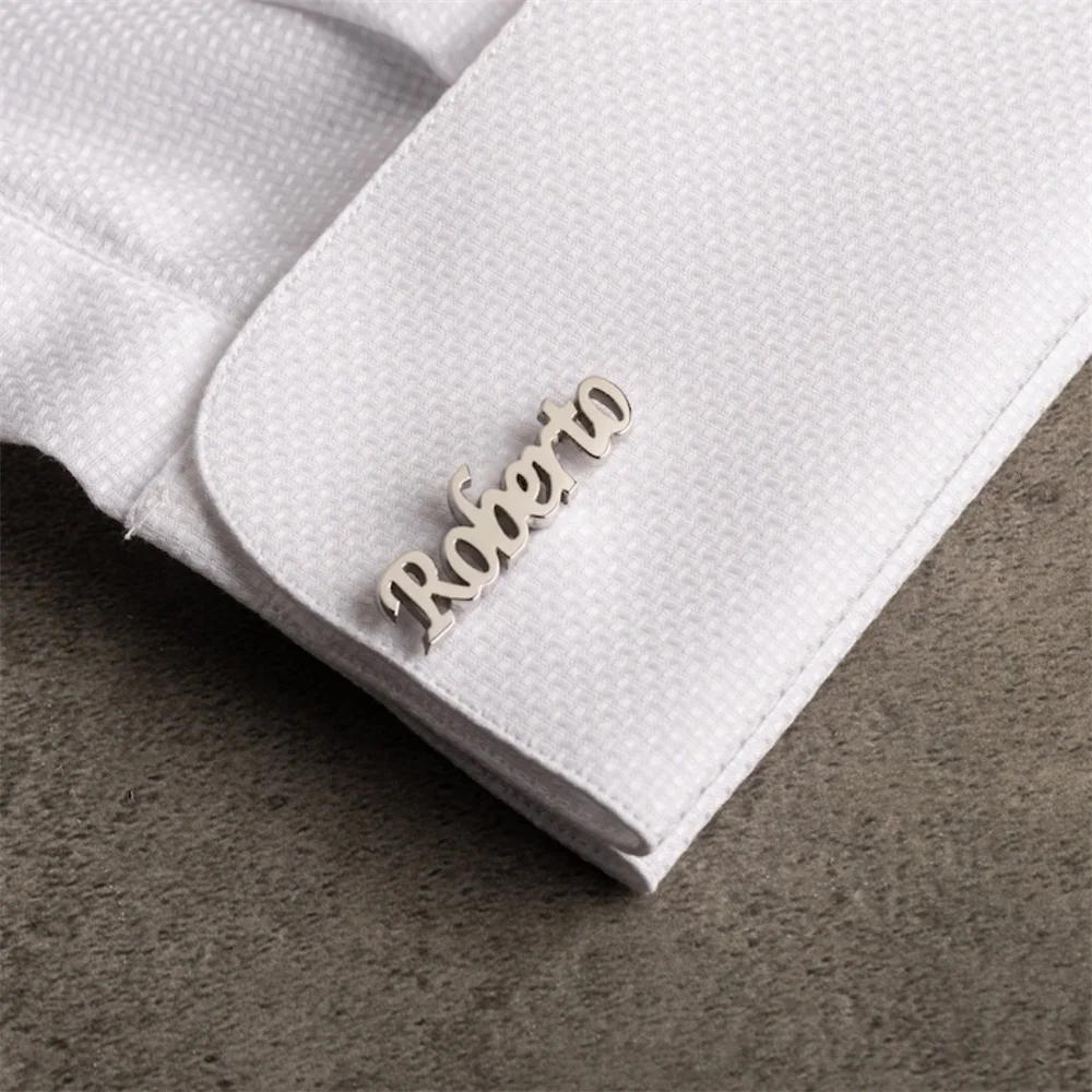 Personalized Custom Name Cufflinks for Men Stainless Steel Shirt Cuff Button Customize Wedding Jewelry for Groom Best Man Gifts lepton paper cufflinks boxes 30 pcs lots high quality matte paper jewelry boxes cuff links carrying case wholesale