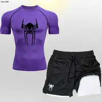 2099 Compression Shirt Man Spider Fitness Gym 2 in 1 Shorts Workout Rashguard Jiu Jitsu Running Joggers Training Clothes Set Men 2
