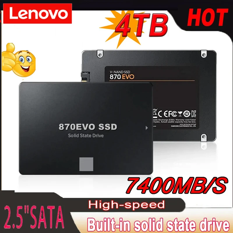 Solid State Disk Lenovo 4TB Solid State Disk SSD 870 EVO 500G 1TB 2TB Internal HDD Hard Drive Sata3 2.5 Inch For Laptop Microcomputer Desktop