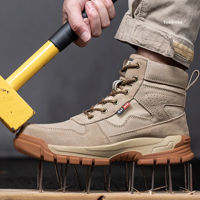 High Top Work Boots Men Steel Toe Safety Shoes Male Anti-Puncture Man Safety Boots Construction Indestructible Work Shoes