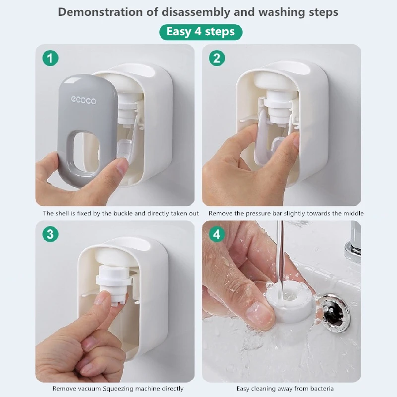 ECOCO-dispensador automático de pasta de dientes, soporte de montaje en pared, exprimidor de pasta de dientes impermeable, accesorios de baño