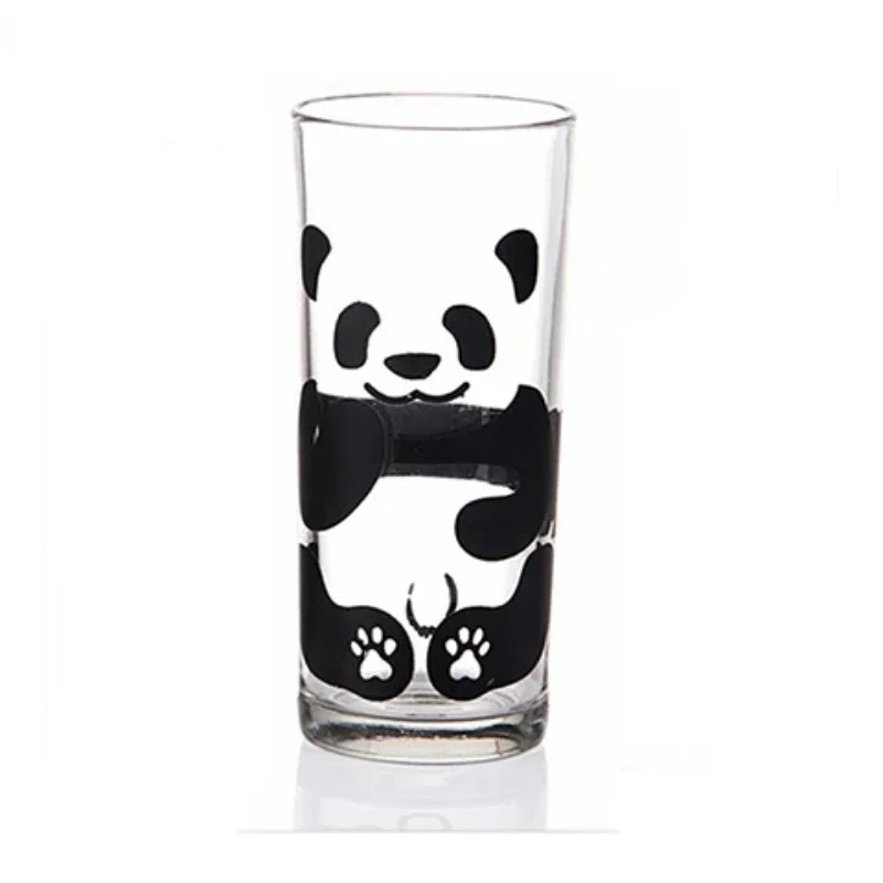 China Panda Glass Creative Tea Bottle Single Transparent Coffee Cup Juice Panda Breakfast Milk Cup Glassware for Drinking