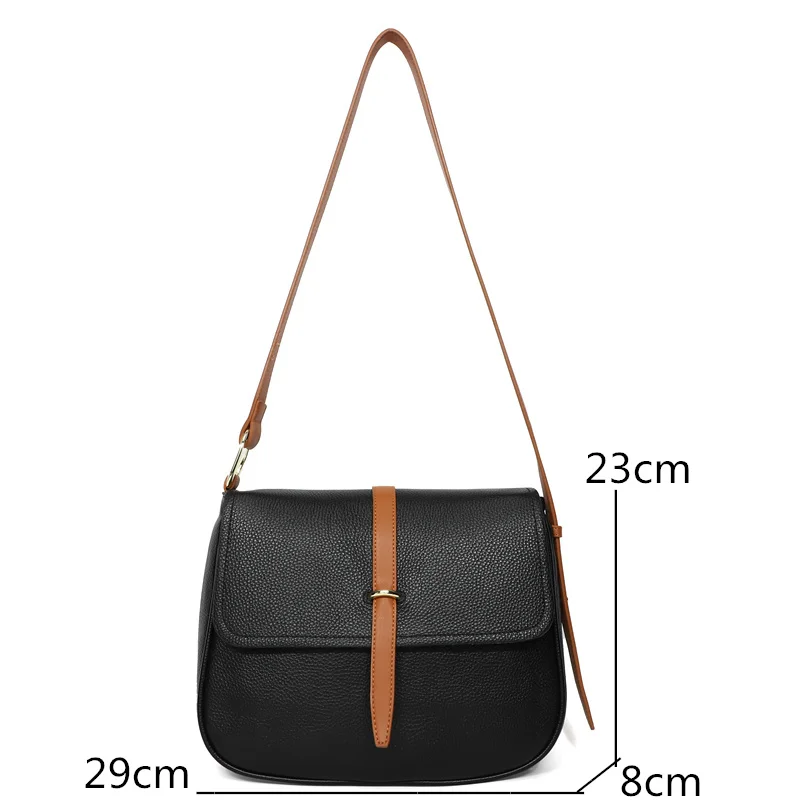 Genuine Leather  Large Capacity Tote Vintage High Quality Ladies Shoulder Bag