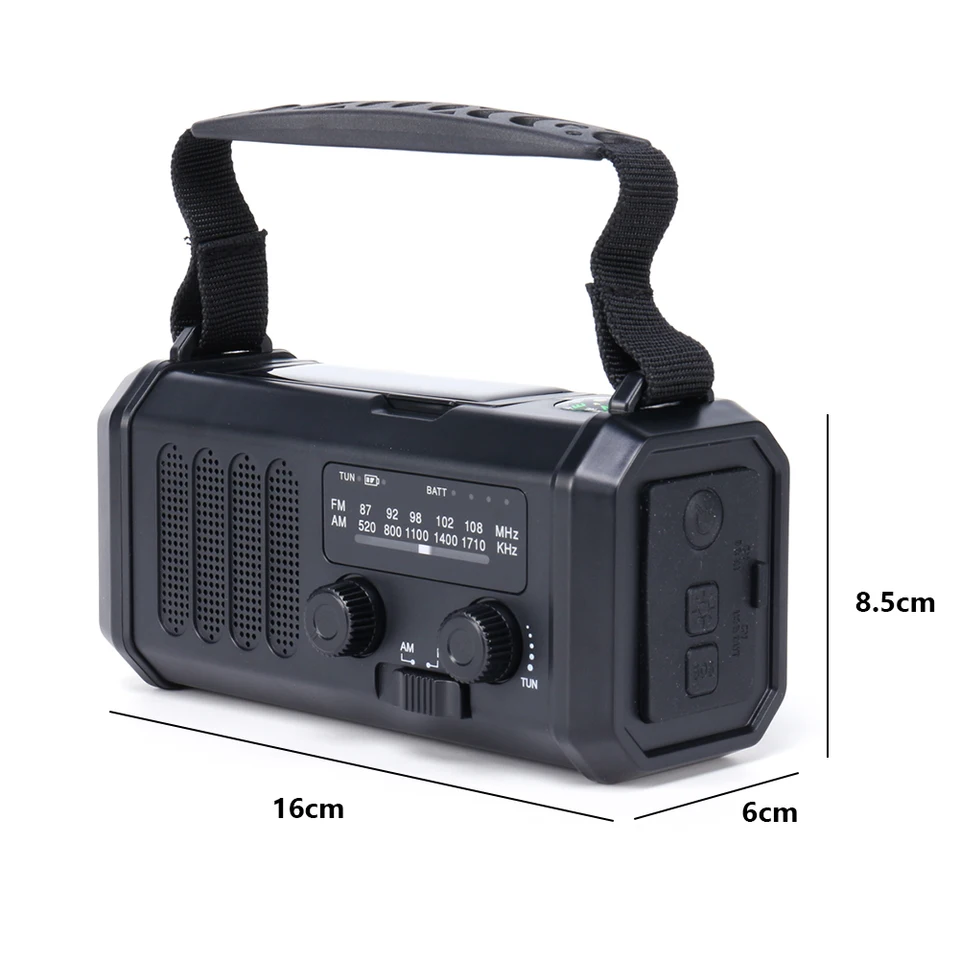 Solar Powered Portable Emergency Power Bank Radio Flashlight