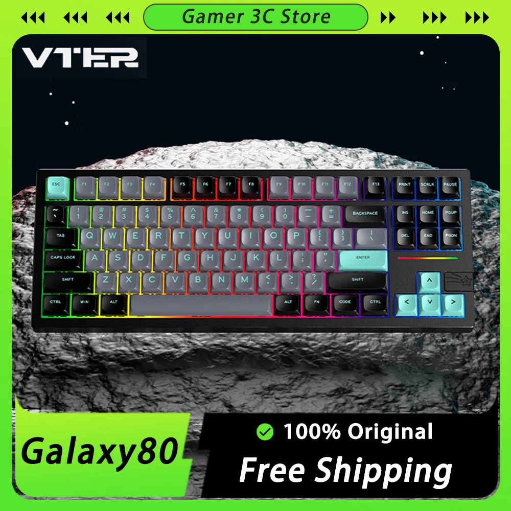 

VTER Galaxy80 Mechanical Keyboard Aluminium Alloy Three Mode RGB Gaming Keyboard Gasket Hot Swap Pc Gamer Accessories Mac Office