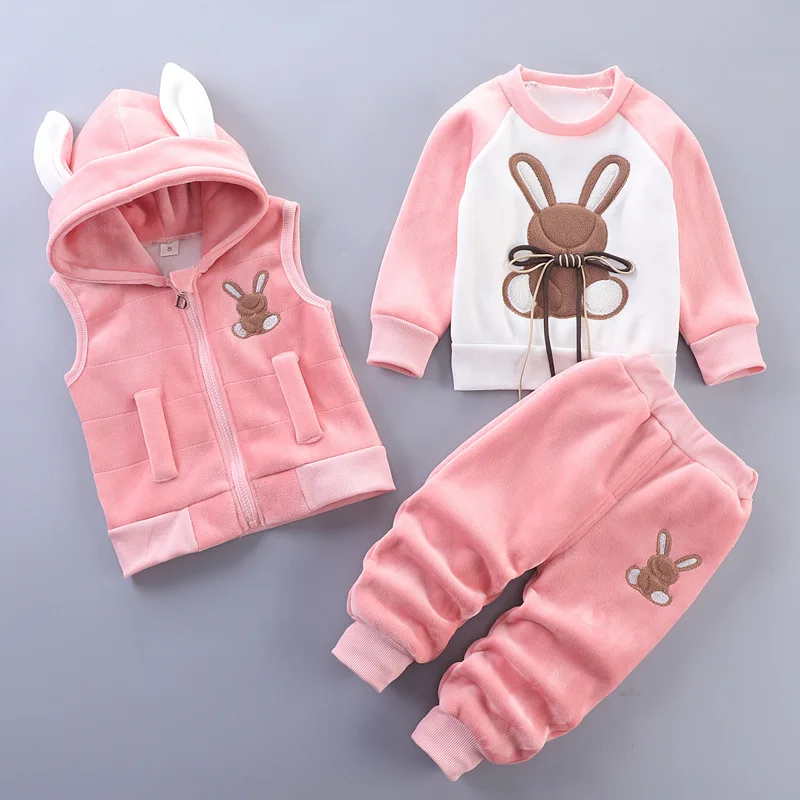 Toddler Baby Boys Girls Winter Autumn Clothes Baby Sweaters Coat + Pants + Hooded Vest Outfit Set Infant Warm Clothing Suits 3PCS kids clothing set girls clothing set boys clothing set boys vest set kids sweatshirt set