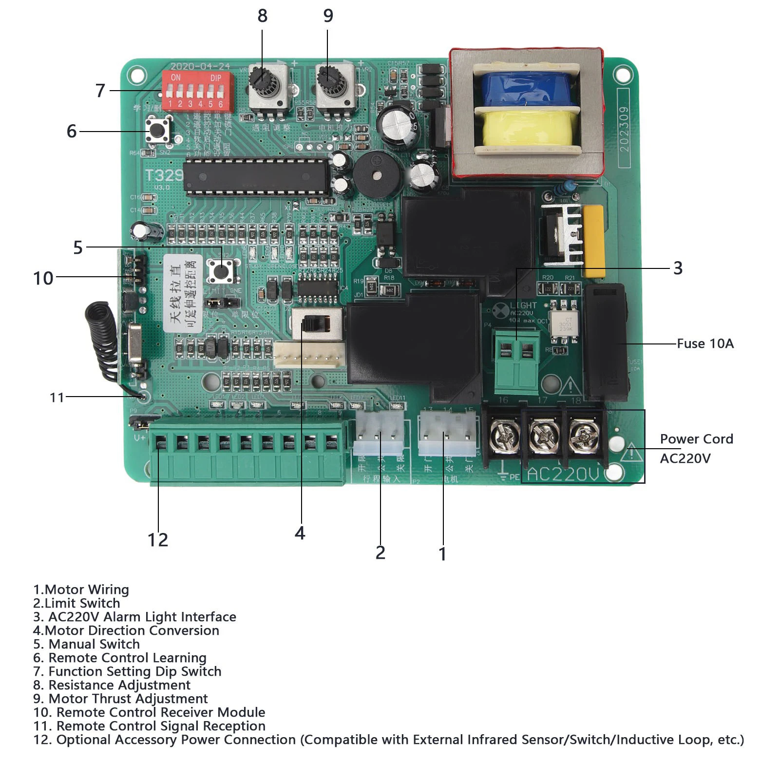 Gate Opener Control Board Sliding Gate Opener Main Electronic Control Board Sliding Motor sliding gate opener control board