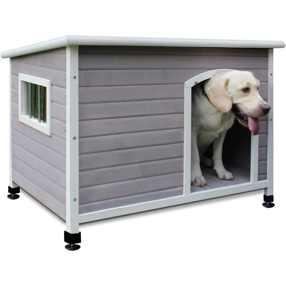

33.4" Wood Dog Houses Outdoor House for Dogs Weatherproof Dog Houses Outside With Door Cute Wooden Puppy Oversized Big Shed Tent