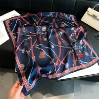 Luxury Chain Print Small Square Scarf Simulated Silk Thin Neck Scarf Fashion Sunscreen Headscarf For Women 70x70cm - Image 4