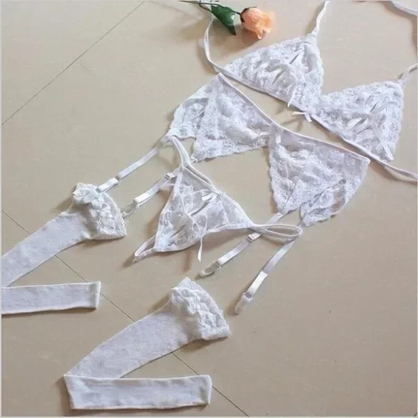Women's Naughty Sexy Lace Open Crotch Lingerie Set Suitable for Bridal Honeymoon