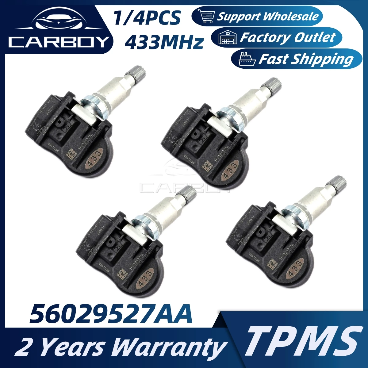 

56029527AA 68078768AC 433MHz TPMS Sensor For Chrysler 200 300 Sebring Dodge Caliber Journey Charger Tire Pressure Monitor Sensor