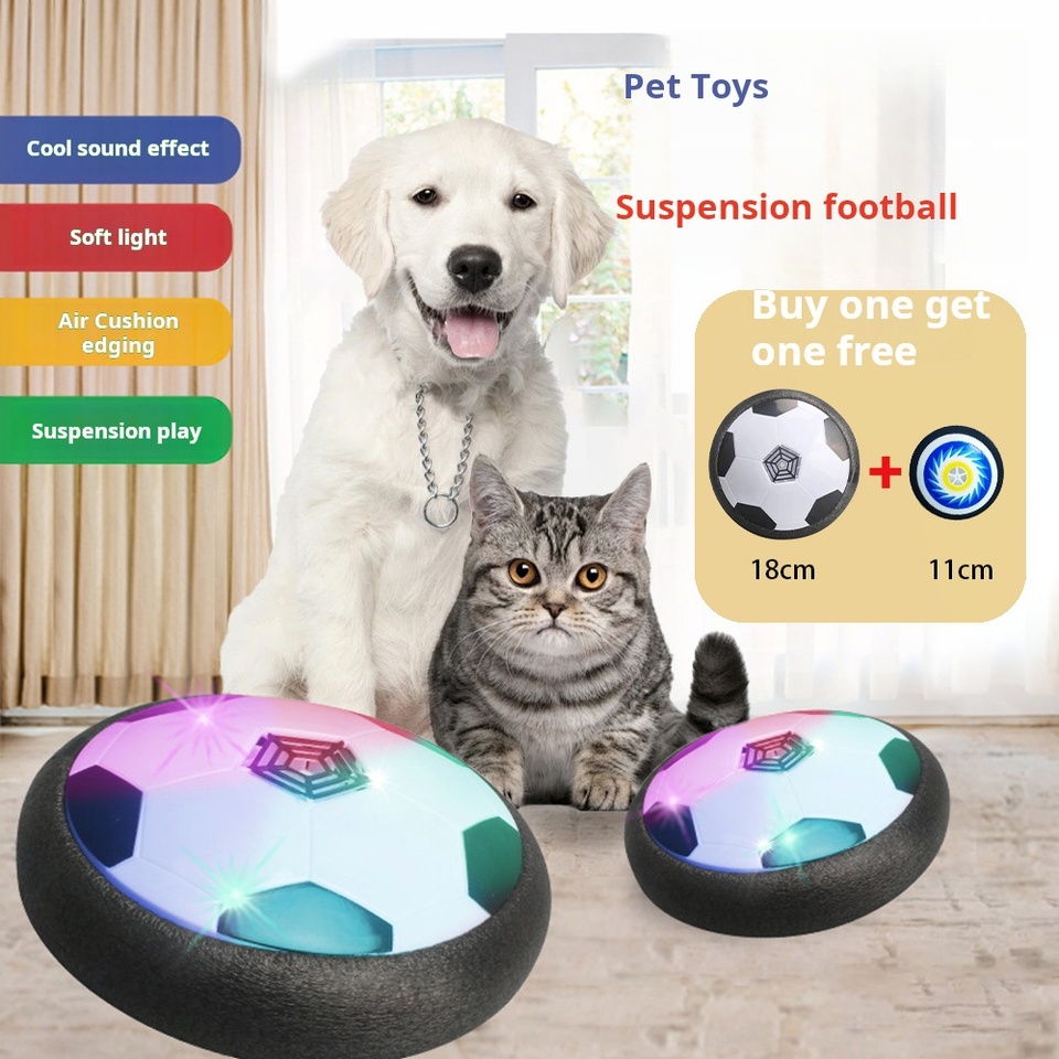 Electric Inflatable Floating Football with LED Lights Interactive Dog & Cat Toy 2-Piece Set Large Small Pet Entertainment