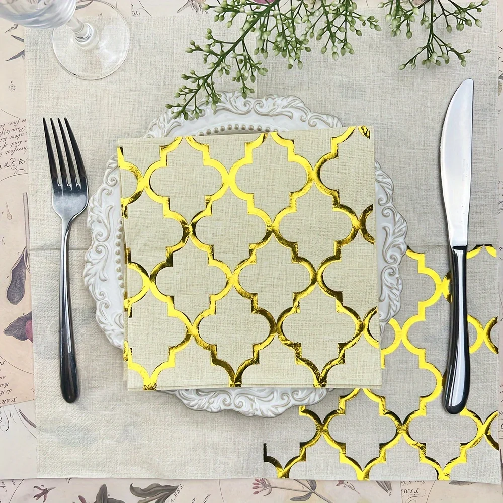 Litght Luxury Hot Stamping Process Napkins No Fragrance Paper Napkin Party Table Setting Paper Cafe Mouth Cloth 20pcs/bag paper napkins,disposable tableware