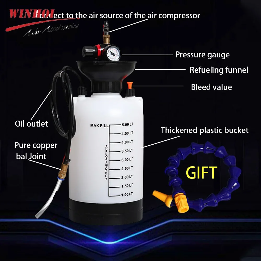 Oil Change Pump 5L Car Syringe for Brake Fluid Replacement Brake Fluid Reservoir