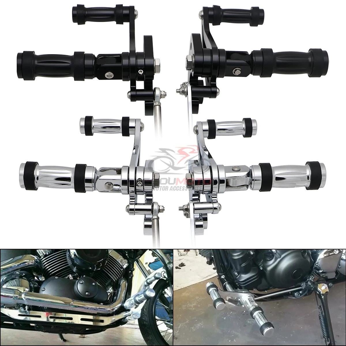 AHL Repose-Pieds Avant Pour Yamaha XVS650 V-Star Drag Star 1997-2012 Et XVS125 Drag Star 125 2000-2004
