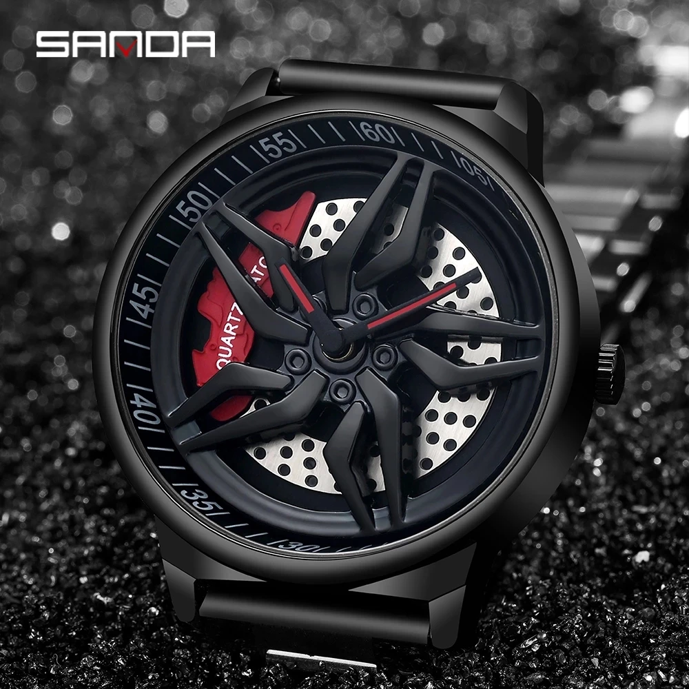 SANDA Luxury Top-Brand Men Watches Military Quartz watch Wheel Series Dial Fashion Waterproof Watch Relogio Masculino