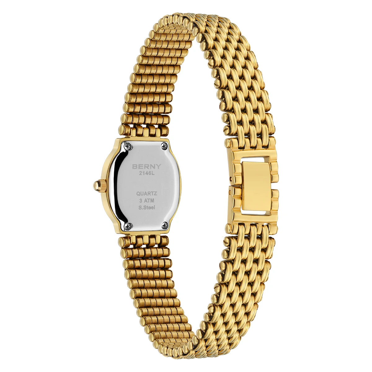 BERNY Women Watch Full Stainless Steel Small Dial Golden Ladies Quartz Women\'s Watches Elegant Casual Waterproof Wristwatch