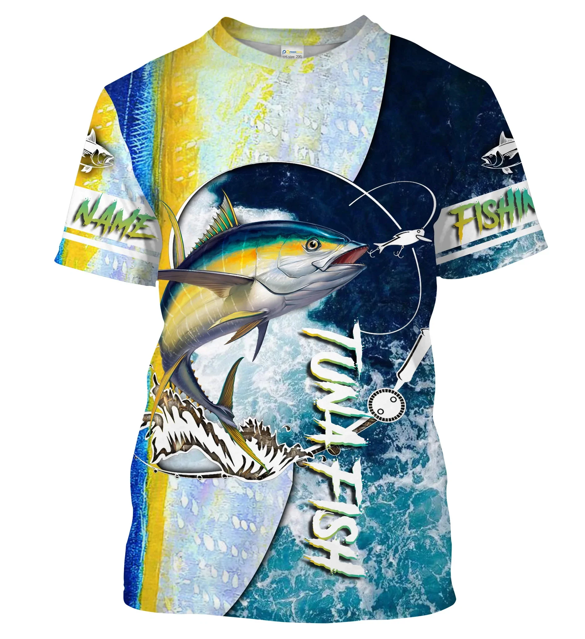 Men's Custom Plus Size Tuna Fishing T-Shirt 3D Printed Saltwater Fish Blue  Ocean Summer Style Casual Unisex Shirt