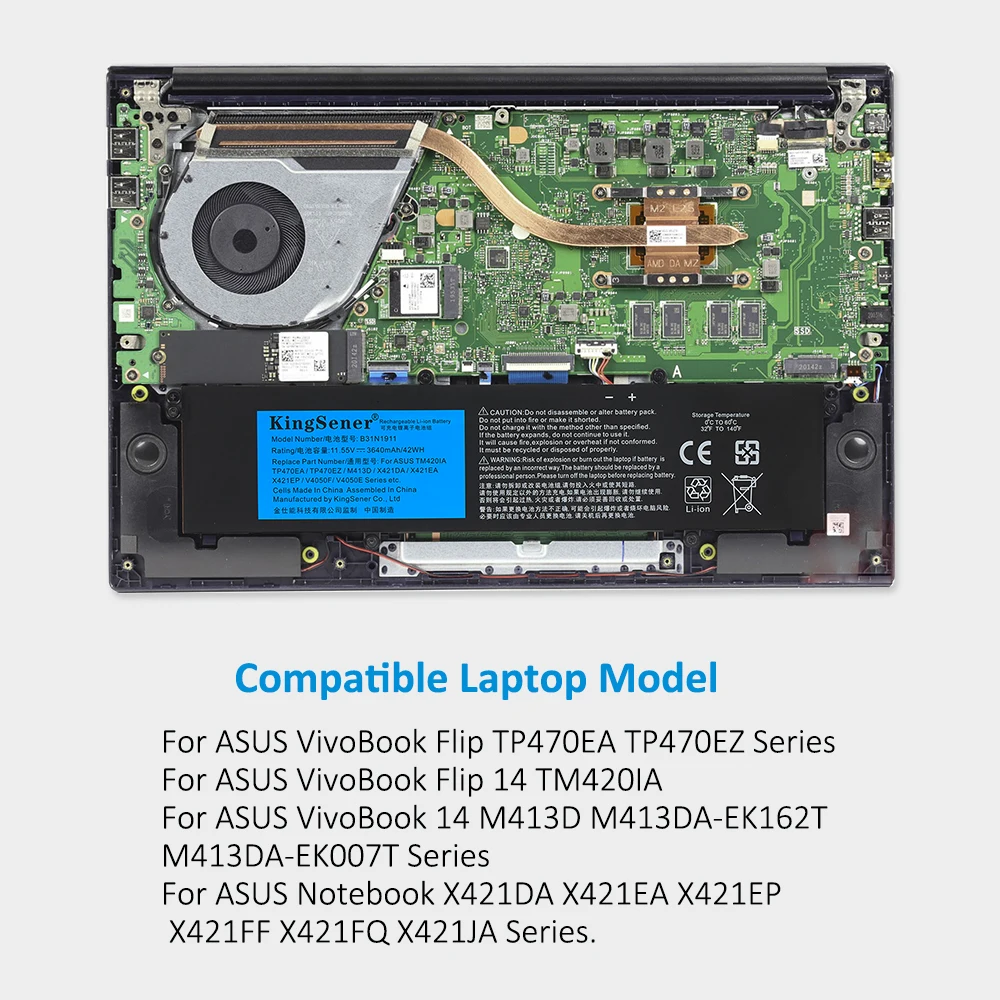Kingsener B31n1911 Bateria para Asus Vivobook Flip 14 Tm420ia Tp470ea M413da M413da-ek162t M413da-ek007t X421da X421ea C31n1911 - Imagem 3