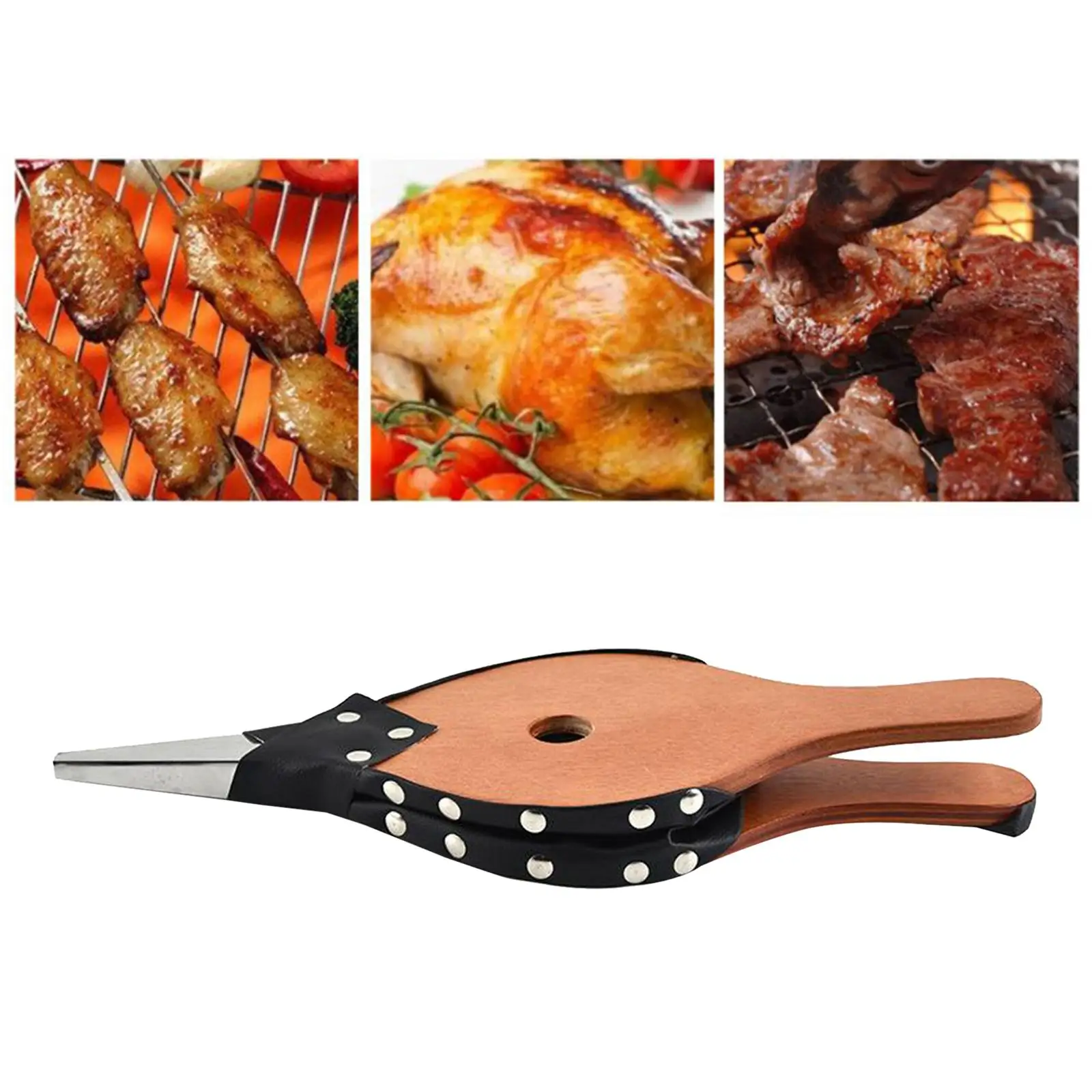 Stove Fan Outdoor Barbecue Tool Leather Tiger Fireplace Blower Manual Wooden Chulisia Handheld Bellows for BBQ Grill Fireplace Decorative