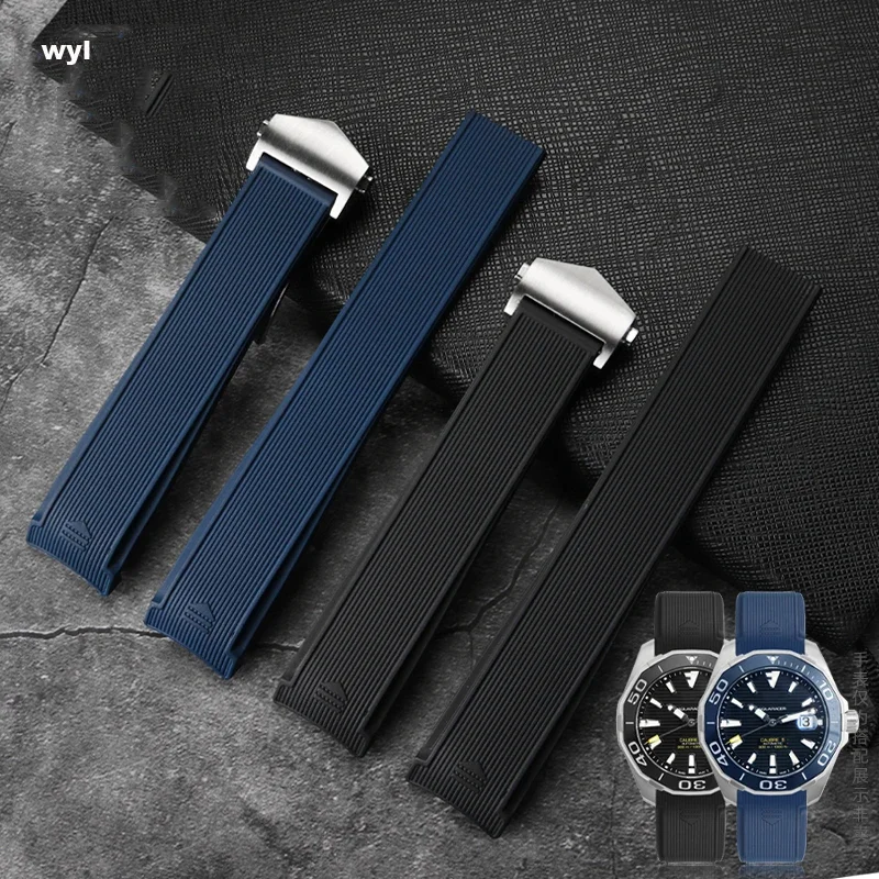 Cinturino Per Orologio In Silicone Di Gomma Di Nuovo Stile Per Tag Heuer Carrera Aquaracer Series Watch Cinturino Nero Blu Adatto 22Mm