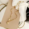 Stainless Steel Letter Love Lock Pendant Thick Chain Necklace for Women Men Gold Silver Color Charm Jewelry Wholesale 5