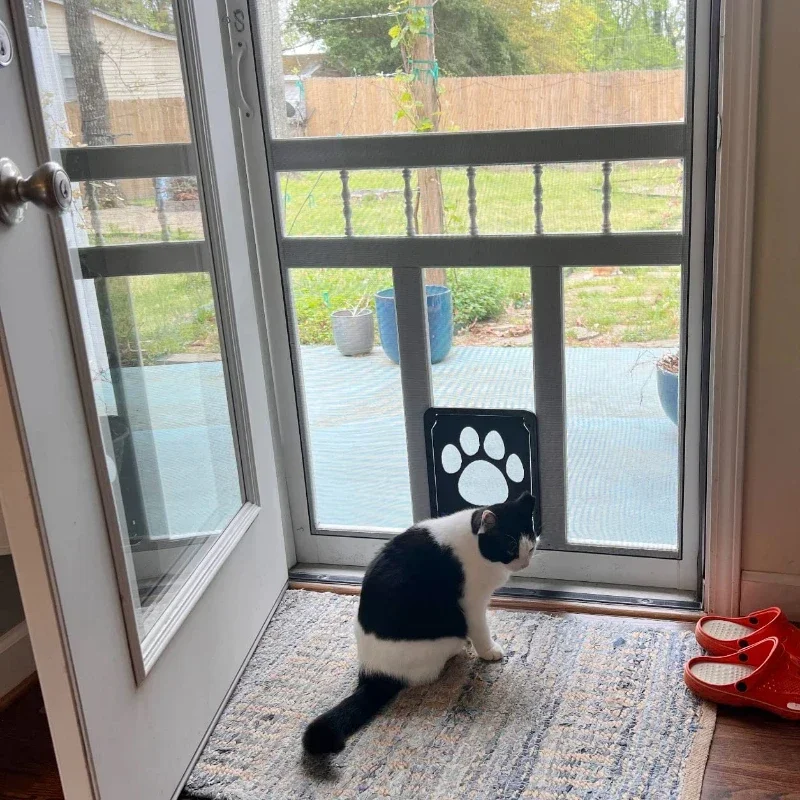 Puerta para mascotas, nueva pantalla magnética bloqueable segura para exteriores, perros, gatos, ventana, puerta, casa, ingresa libremente, bonito jardín a la moda, fácil instalación 5