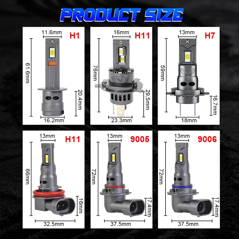 H1 LED 헤드라이트 초고휘도 CANBUS 전구 1:1 미니 6500W H4 H7 H11 H8 H9 9005 HB3 9006 HB4 팬 장착 자동차용 안개등